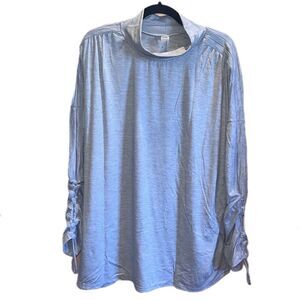 ZUDA • Light Grey Ruched Sleeve Turtleneck Pullover • Size XL